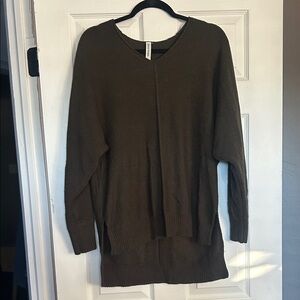 Women's Oversized V-Neck Sweater - Hunter Green